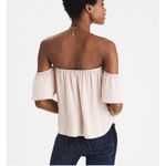American Eagle  Blush Pink Satin Off Shoulder Blouse Size XS Summer Cute Trendy Photo 2