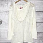 Roxy NWT After Beach Break Crochet Hooded Sweater Off White Size Large Photo 7