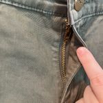 frame denim 26”  Le High Straight Raw Stagger Hem Army Green Tuxedo Stripe Jeans Photo 7