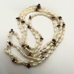 Freshwater pearl and amethyst chip long necklace Photo 1