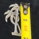 Silver Tone Palm Tree Brooch Pin 1.75" Tropical Coconut Girl Photo 2
