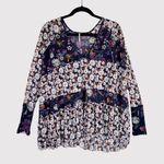 Free People Womens Top Purple Isabelle Tunic V Neck Floral Blouse Flowy Boho XS Photo 1