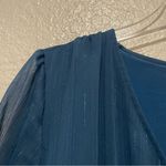 J.Crew Point Sur Tiered Sheer Sleeve Faux Wrap Lurex Dress Blue Green Size 10 Photo 6