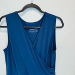 Betabrand  Faux-Wrap Dress Blue Opal Pockets Stretch Size L Photo 4