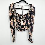 Free People FP Hilary Black combo floral print Smocked Long Sleeve top NEW XS Photo 6