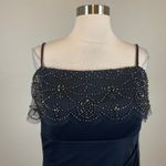 XScape Off the Shoulder Beaded Chiffon Evening Gown Blue Size 14 Long Formal Photo 6