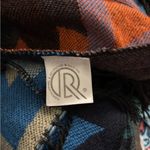 Original USA Southwestern/Geometric Open Front Poncho with Fringed Bottom Blue Photo 3