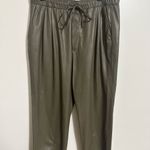 ZARA RELAXED FAUX LEATHER THE WEEKEND MID-RISE PANTS Beige Size L Photo 4