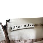 Alice + Olivia  Mikaela Silver Metallic Pleated Midi Skirt Size 0 Photo 4