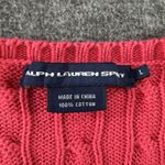 Ralph Lauren  Sport Women's Pony Logo Cable Knit V Neck Sweater Pink Large Preppy Photo 2