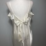 Ivory Satin Beaded Gown Slip Dress Womens XL Bridal Lingerie Romantic Bow Photo 9