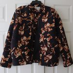 H&M Navy & Floral Bomber Style Jacket Photo 4