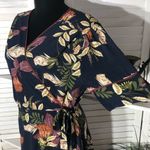 Johnny Was Jade floral pattern rust orange cream navy blue wrap midi dress Sz M Photo 3