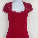 Red Lace Bodycon Dress Sz S Holiday Jump Apparel Party Sexy Glam Fringe Y2K NYE Photo 1