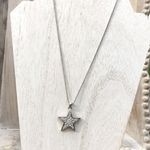 Silver Tone Star Necklace with Rhinestones Photo 3