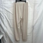Women's beige soft ribbed pull on drawstring high waisted lounge pajama pants M Size M Photo 4