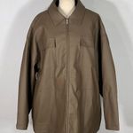 Good American  Brown Better Than Leather Oversized Chore Jacket Plus Size 5 NWT Photo 2