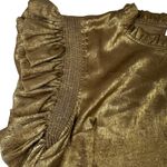 JODIFL Metallic Gold Ruffle frilled shoulder Sleeve Top sz Large Photo 3
