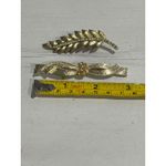Vintage Gold colored Ribbon Faux Pearl Accent & leaf Elegant hair clipS Photo 2