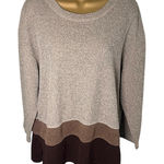 Dress Barn Vtg 80s 90s Colorblock Sweater Scoop Neck Pullover Taupe Brown 14/16 Photo 0