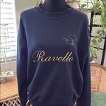 Desiderio Ravello Italy Navy Blue Gold Graphic Pullover Sweatshirt Size L Photo 0