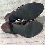 SOLE DIVA Heeled Gladiator Shoe Burgundy/Black Snake Print Photo 5