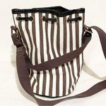 Henri Bendel  Brown White Striped Canvas Patterned Shoulder Bag Pocketbook Photo 4
