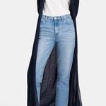 Theory  • Navy Wool Silk Long Duster Cardigan Crepe De Chine Photo 0