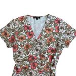 ALY DALY Women's Floral Print Wrap Midi Dress Short Sleeve Summer Spring‎ Sz SM White Photo 3