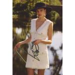 Anthropologie  BHLDN Ella V-Neck Pearl Tweed Mini Dress in White Size Medium Photo 13