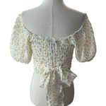Lulus  Yellow & White Floral Crop Lined Wrap Around Top Women Size XS | 18-10 Photo 1