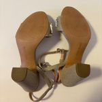 Audrey Brooke  Open Toe Ankle Strap Block Heel Sandals Embellished Tan Grey 7.5 Photo 4