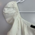 Vanessa Mooney White Jacquard Leopard Print Puff Sleeve Mini Dress XS Photo 4