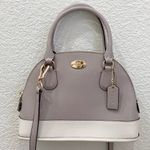 Coach Cross Grain Leather Mini Cora Dome Satchel Colorblock Gray Birch/Chalk Photo 6