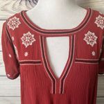 Abercrombie & Fitch Rust Orange-Red Embroidered Cutout Shift Dress Photo 3
