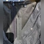 Symphony Shimmer Belted Asymmetrical Flare Hem V-neck Dress Black/Silver Size 2X Photo 5