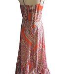 Metaphor Beautiful maxi dress, orange, lavender & white colors, fully lined to bottom, elastic waist, adjustable straps, excellent condition, size small Photo 5