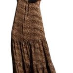 Trish Scully Leopard Print tiered Maxi Dress animal print Boho Western Fall Brown Size 10 Photo 0