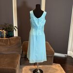 Womens Blue Chiffon Formal Dress Floral Lace Detail Matching Jacket Size 14 NWOT Photo 5