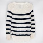 Only Mine Crew Neck Loose Knit Nautical Sweater White with Navy Stripes Medium Photo 1