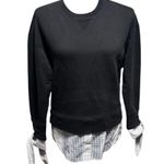 Derek Lam Denim Black Sweatshirt Layered Shirt Hem Top – Size S Photo 0