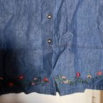 Jane Ashley New w/o Tags  Embroidered Denim Short Sleeve Blouse XL Side slits Photo 5