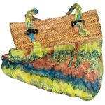 Many Moods Of Poppie Jones Large Straw & Fabric Shoulder Bag Purse New w/o Tag Green Photo 3