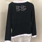 BCBGeneration BCBG Black white preppy old money quiet luxury zip-up shirt blouse jacket top sweater long sleeve #glam #streetwear Measurements in pics Photo 3