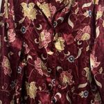Valerie Stevens Vtg  women's satin pajama set L long sleeve pants Burgundy Floral Photo 0