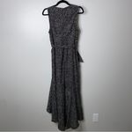 Lulus  Fashion Find Black Ditsy Floral Print Ruffled Faux Wrap Midi Dress Medium Photo 7