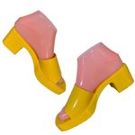 Jessica Simpson LEMON YELLOW "GAVENA" BLOCK HEEL SLIDE PLASTIC SHOES (7) Photo 8