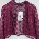 R & M Richards  Scalloped Sequin Lace Bolero Size Large In Wine Red NWT Photo 5