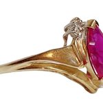 Womens 10K Yellow Gold Pink Clear Topaz or Sapphire Marquise Cut Ring Size 7 Photo 4