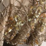 Jovani  Evening Long Sleeve Beaded Illusion Beige Gatsby Deco Formal Keyhole Gown Photo 5